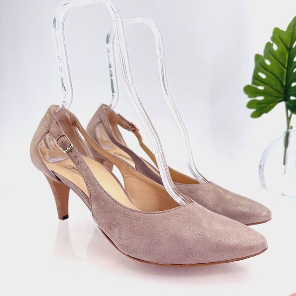 Paul Green Sasha Pump Beige Metallic Leather Pointed Toe Heel US 10 UK 7.5 - Picture 1 of 16